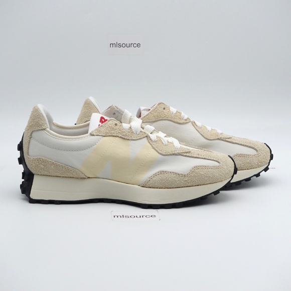 NEW Women's New Balance 327 Suede Sneakers WS327UE Angora/Sea Salt - Picture 2 of 9